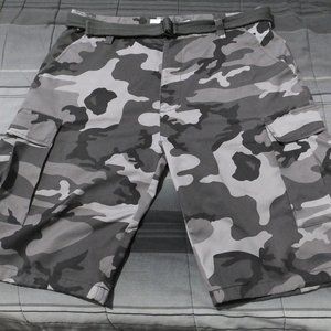 Vintage Grey Camouflage Cargo Shorts Size 42